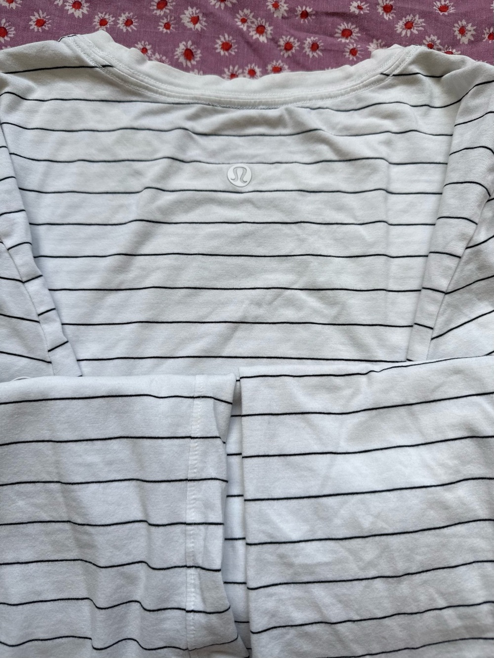 lululemon White Top with Thin Black Stripes